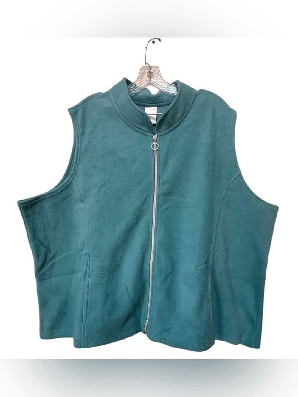 Blair 3XL Teal Fleece Vest Plus Size Gorpcore Full Zip Pockets
